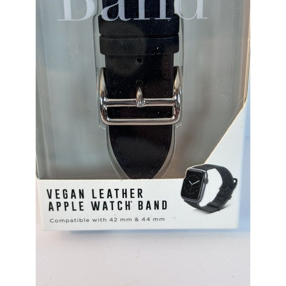 MVMT Vegan Leather Apple Watch band 42 44 MM NIB Black Iwatch Replacement - Picture 2 of 3